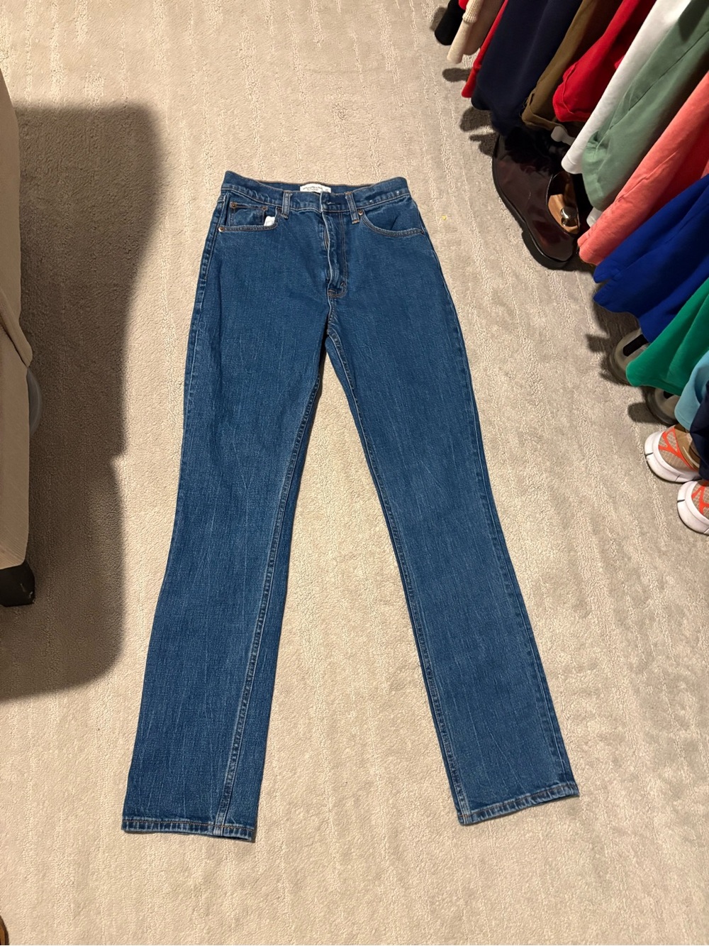 Abercrombie & Fitch Women's Straight Leg Jeans - Blue Denim